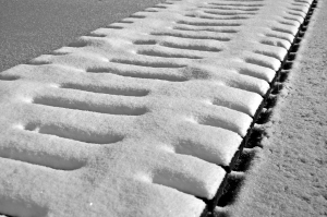 snow, boardwalk, winter, pattern,